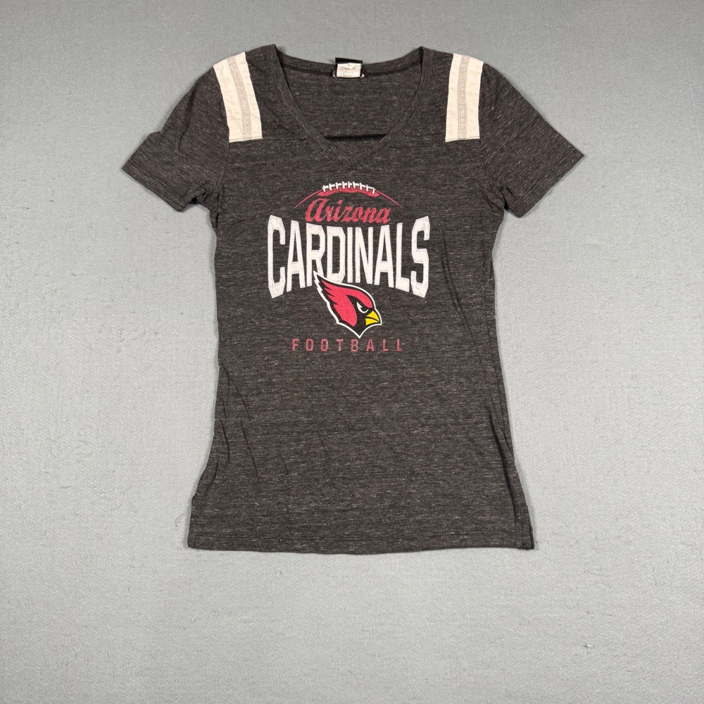 Team Apparel Arizona Cardinals T-Shirt Womens Medium Gray V-Neck Graphic Tee NFL